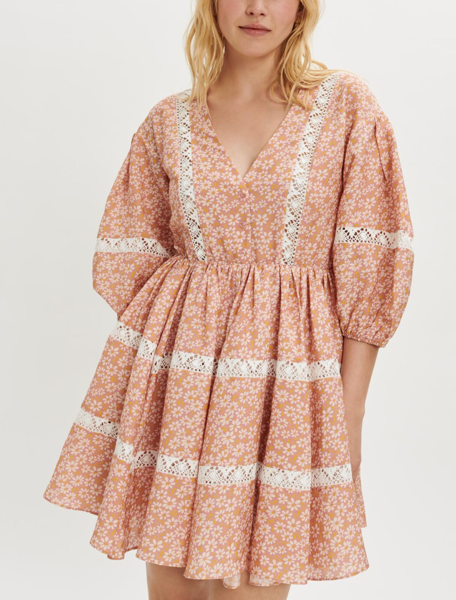 Printed lace braid dress