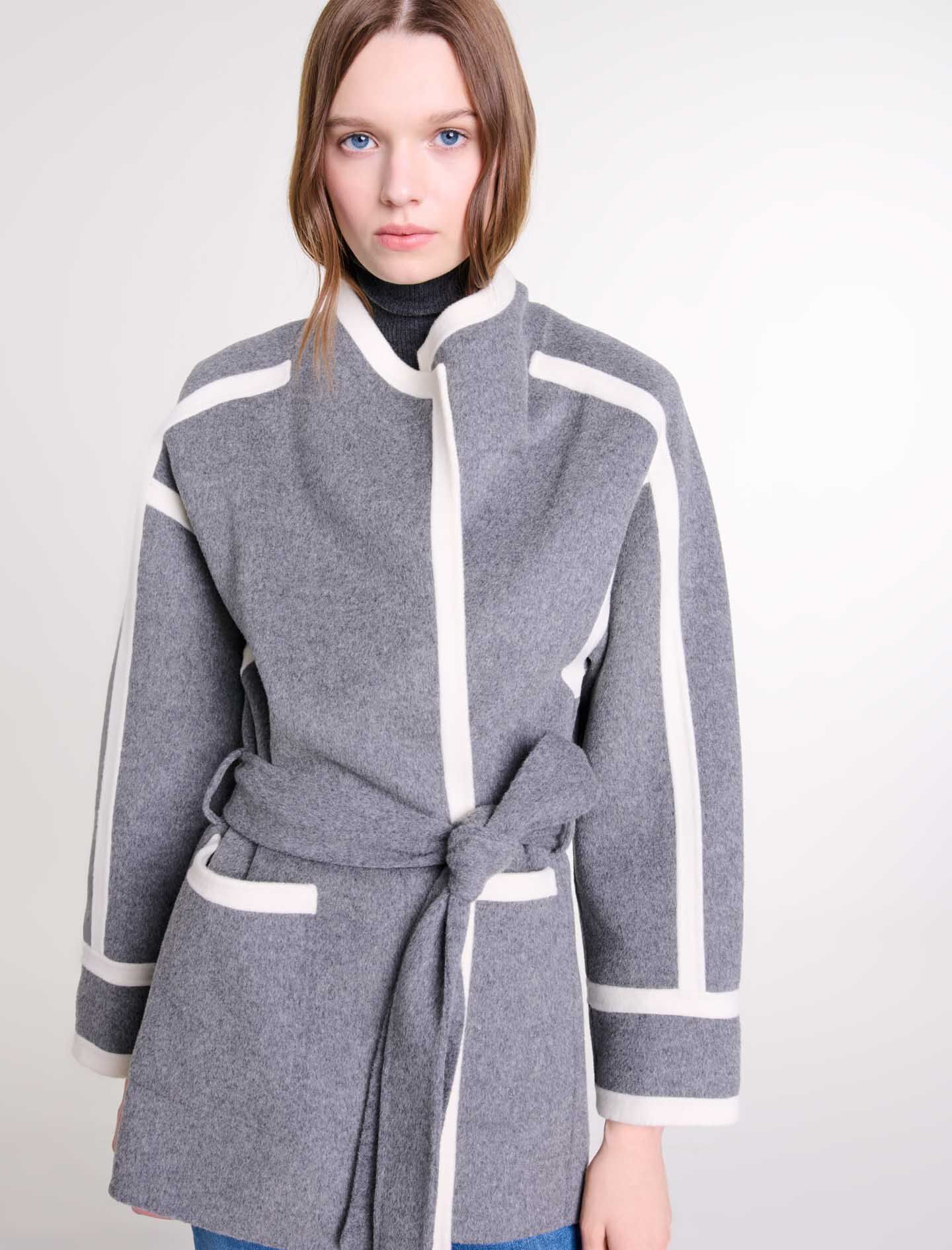 Short two-tone coat Black / Gray For Women | Maje