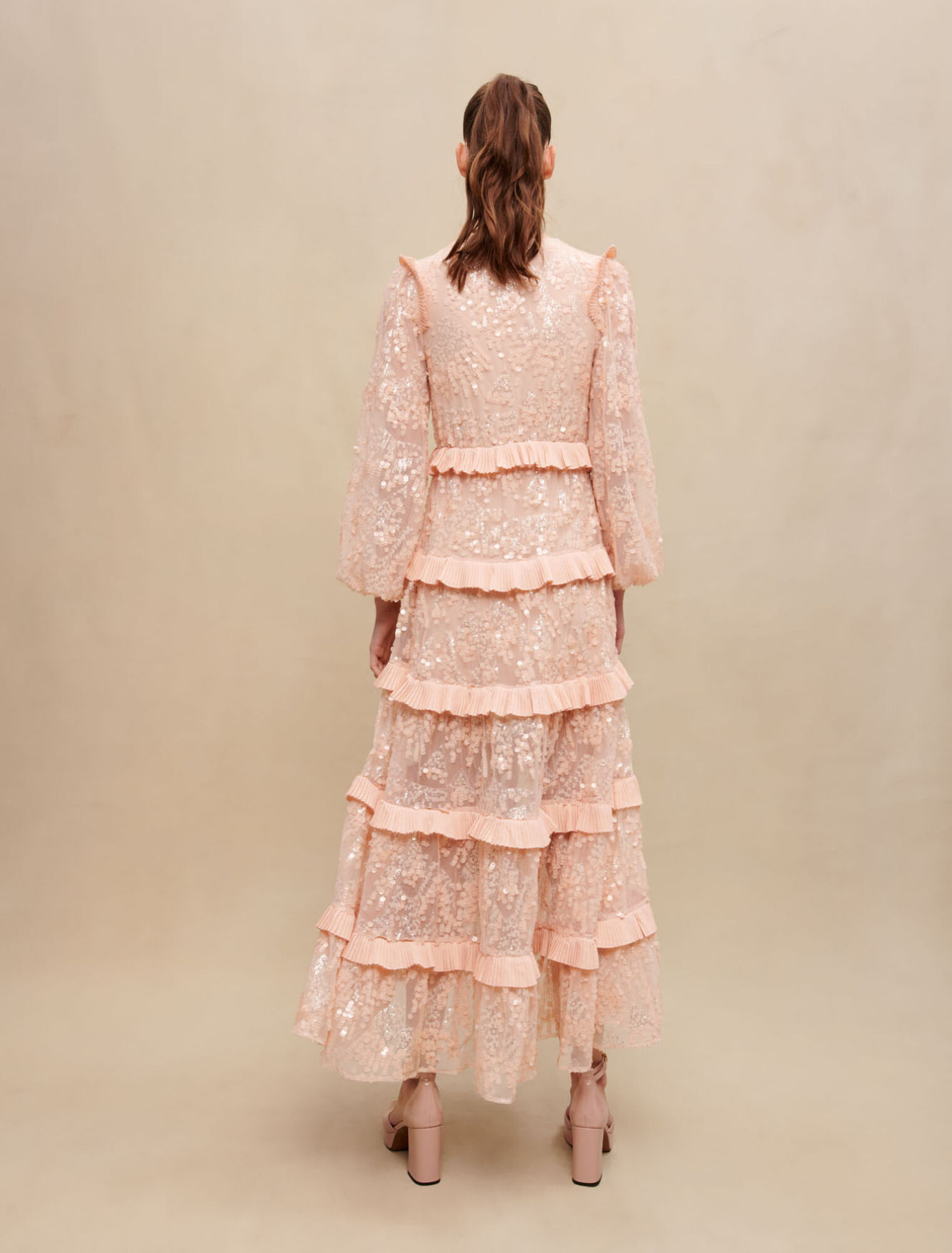 Long ruffled sequinned dress