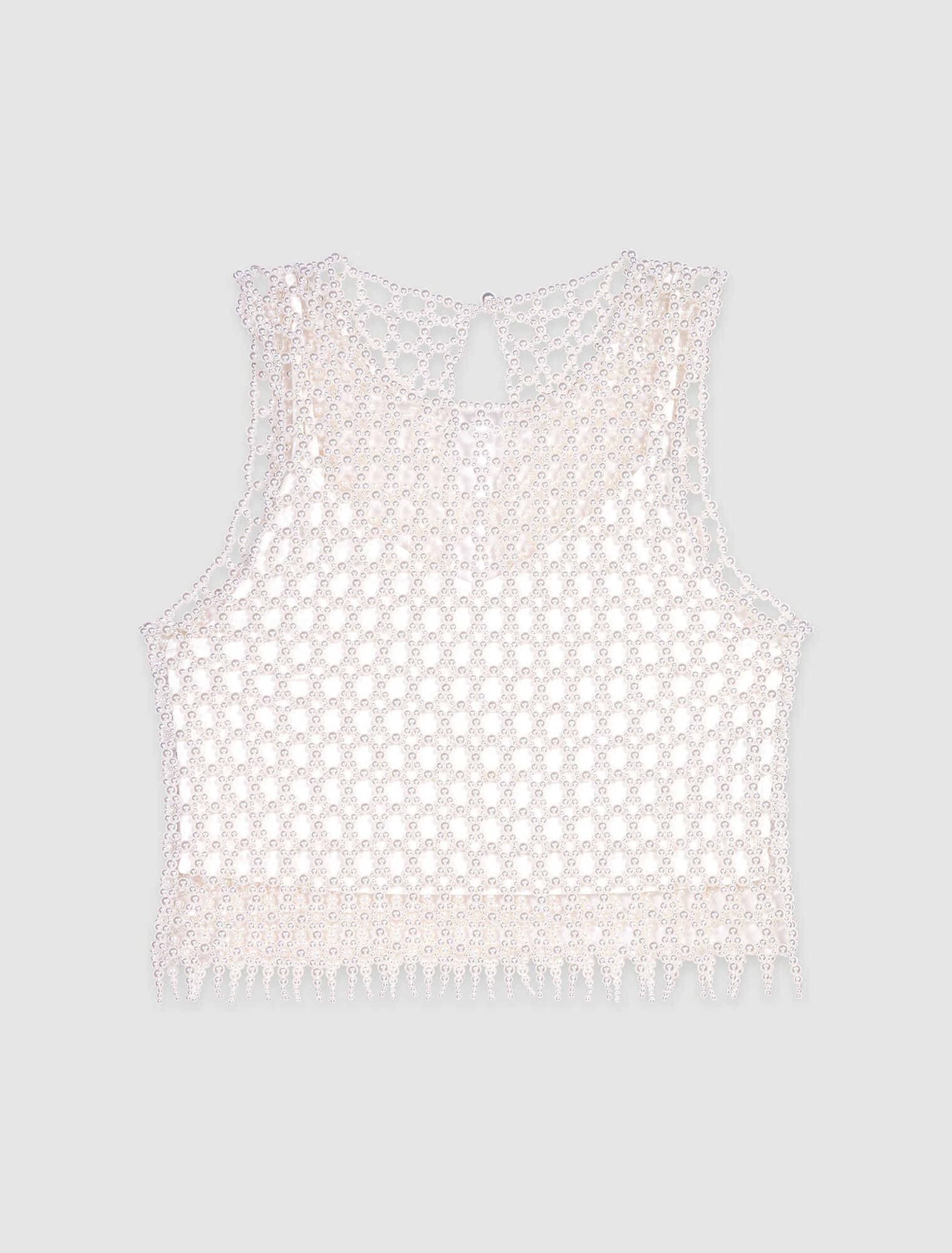 Cropped sleeveless beaded top