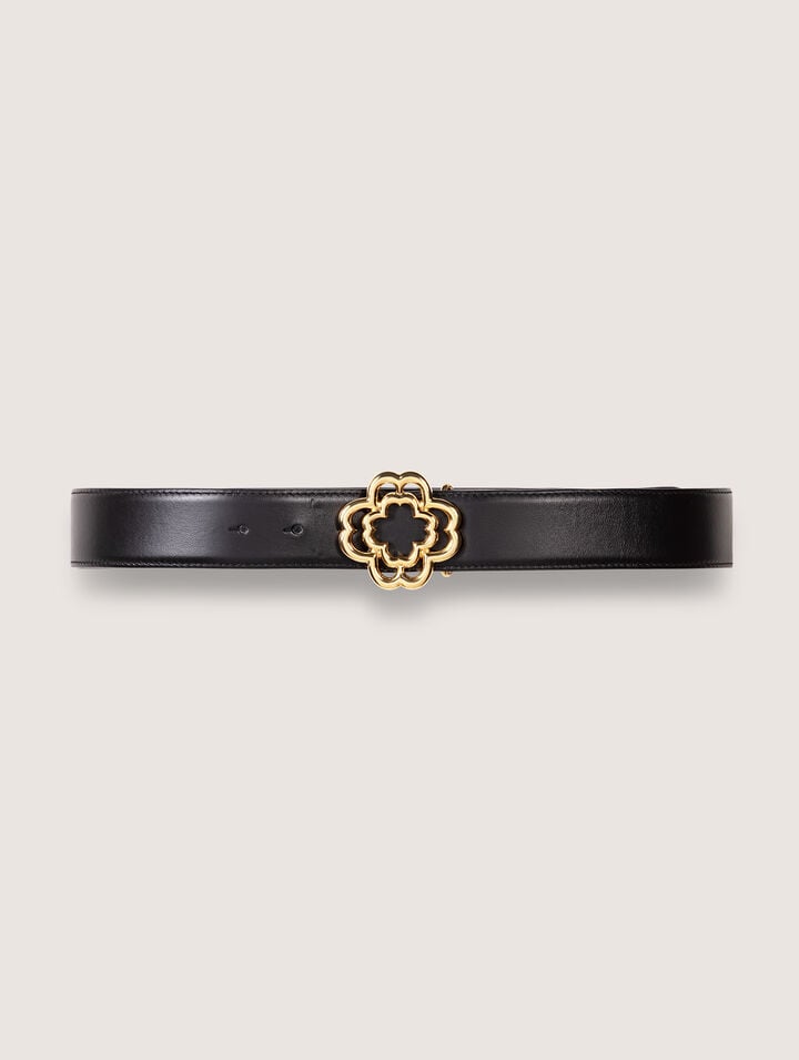 Leather belt with Clover logo