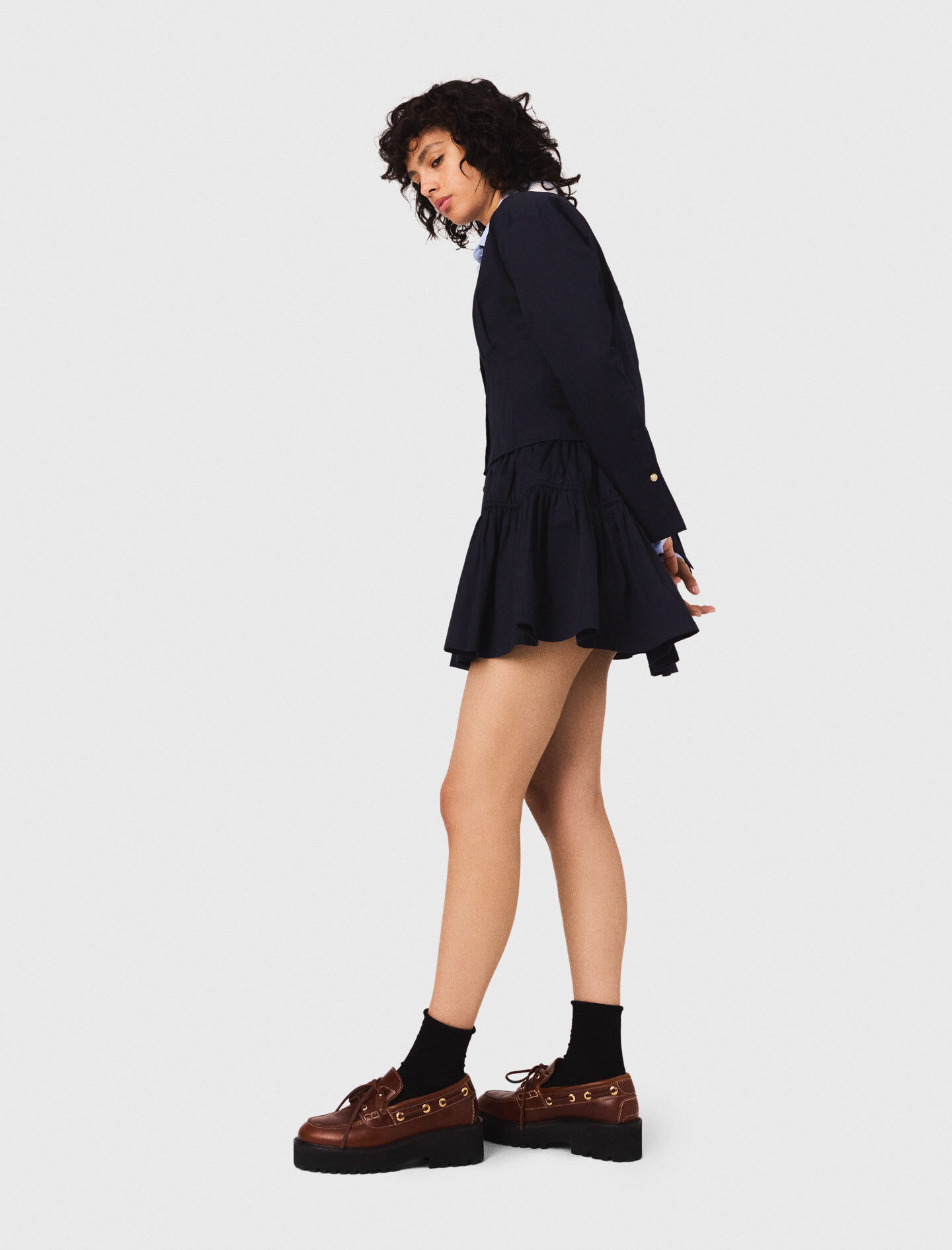 Mini elasticated waist skirt Blue For Women | Maje