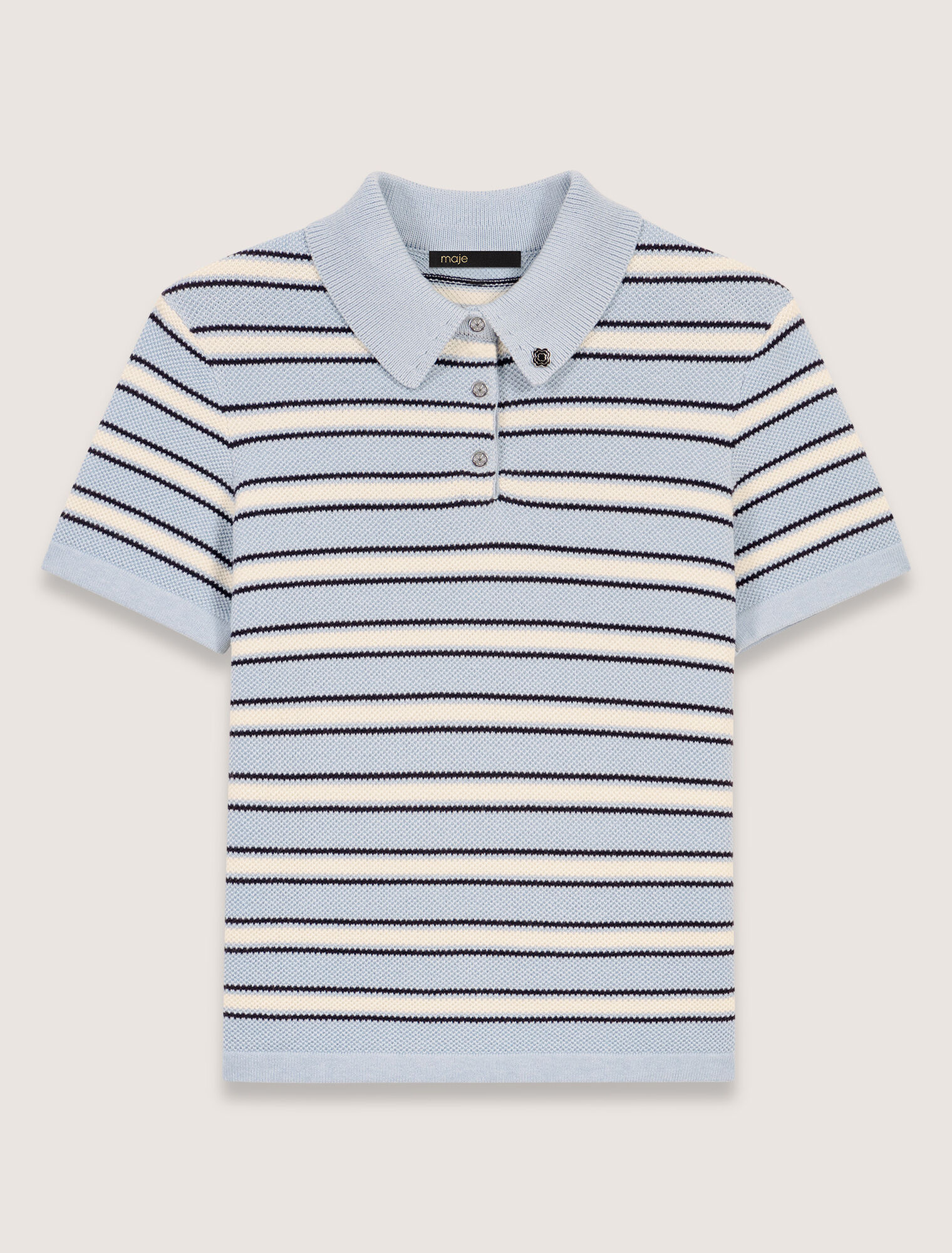 Striped knit polo short sleeve shirt