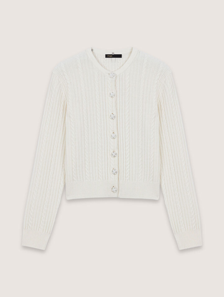 Knit cardigan with removable collar