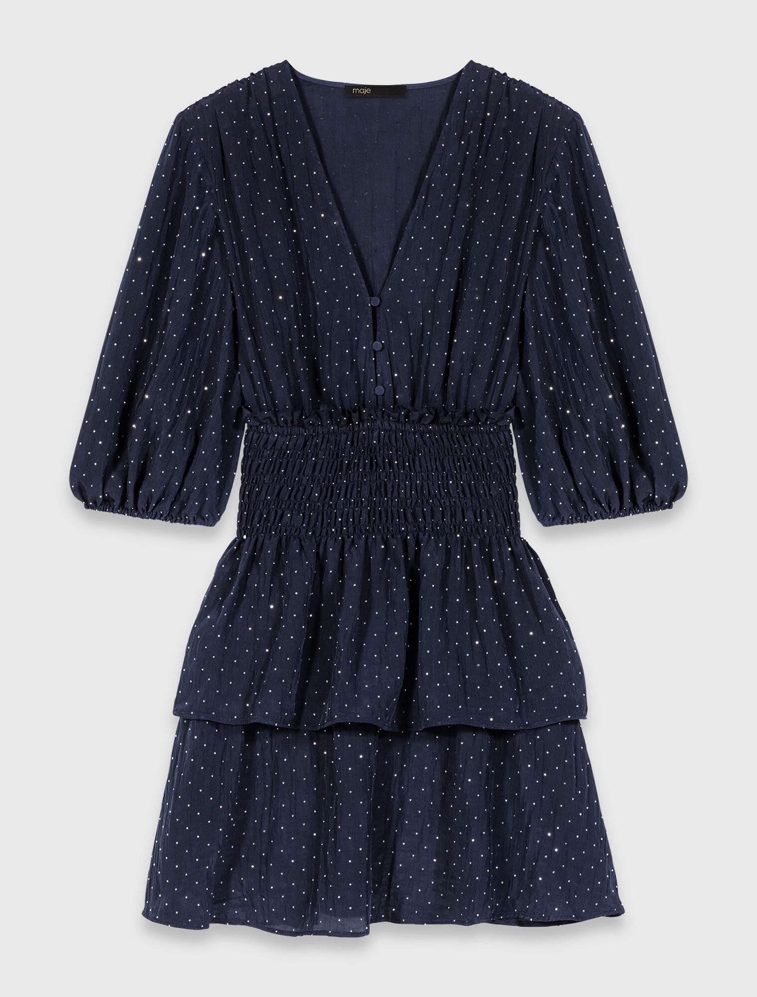 Ruffle and rhinestone dress