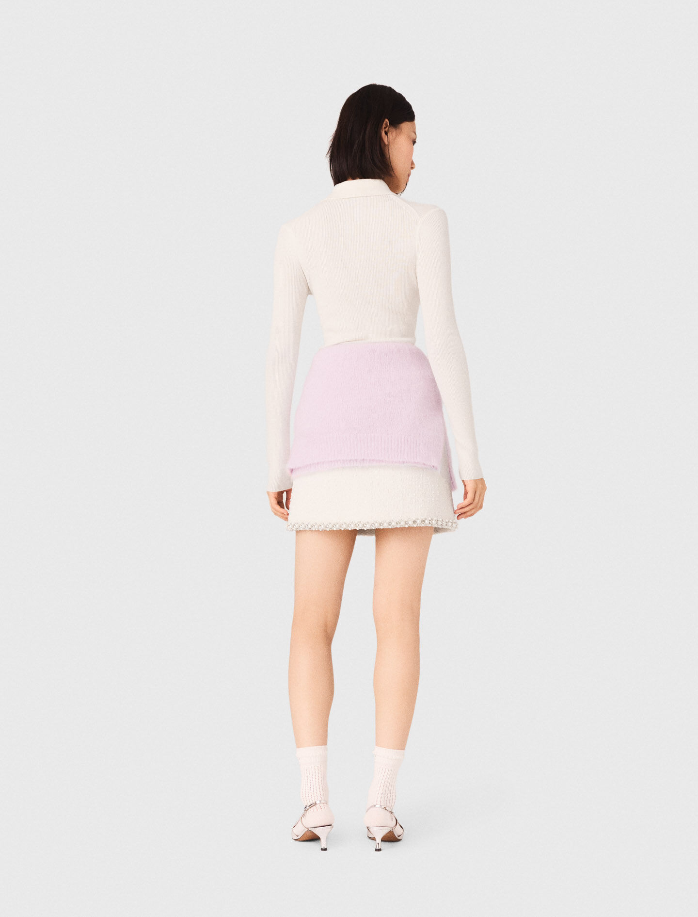 Ribbed polo sweater White For Women | Maje