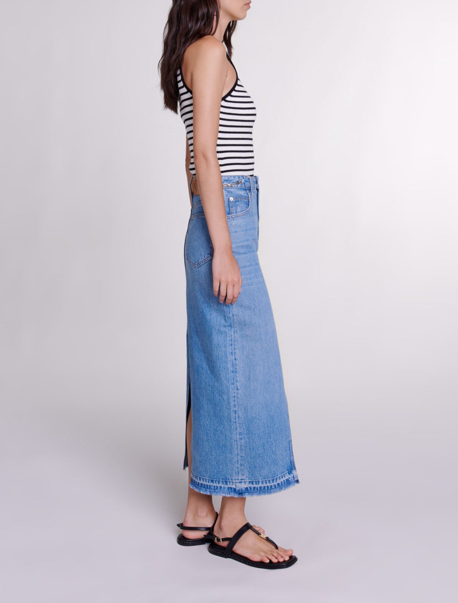 Long denim skirt