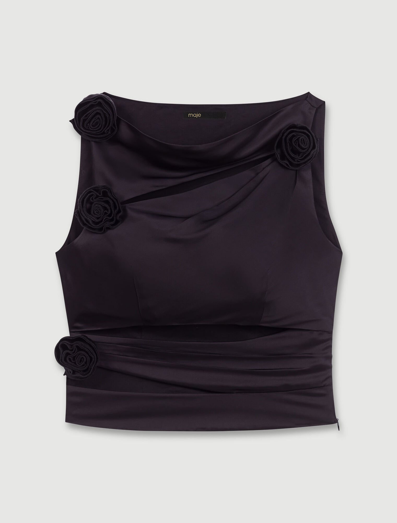 Satin-effect draped top