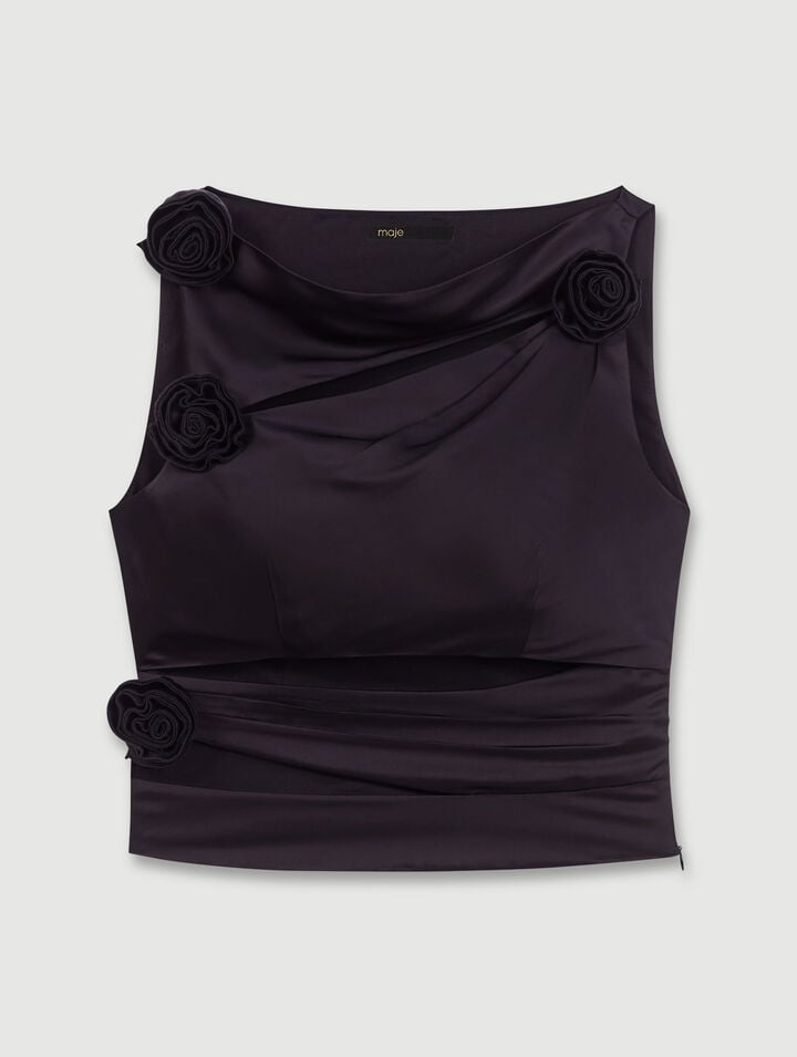 Satin-effect draped top