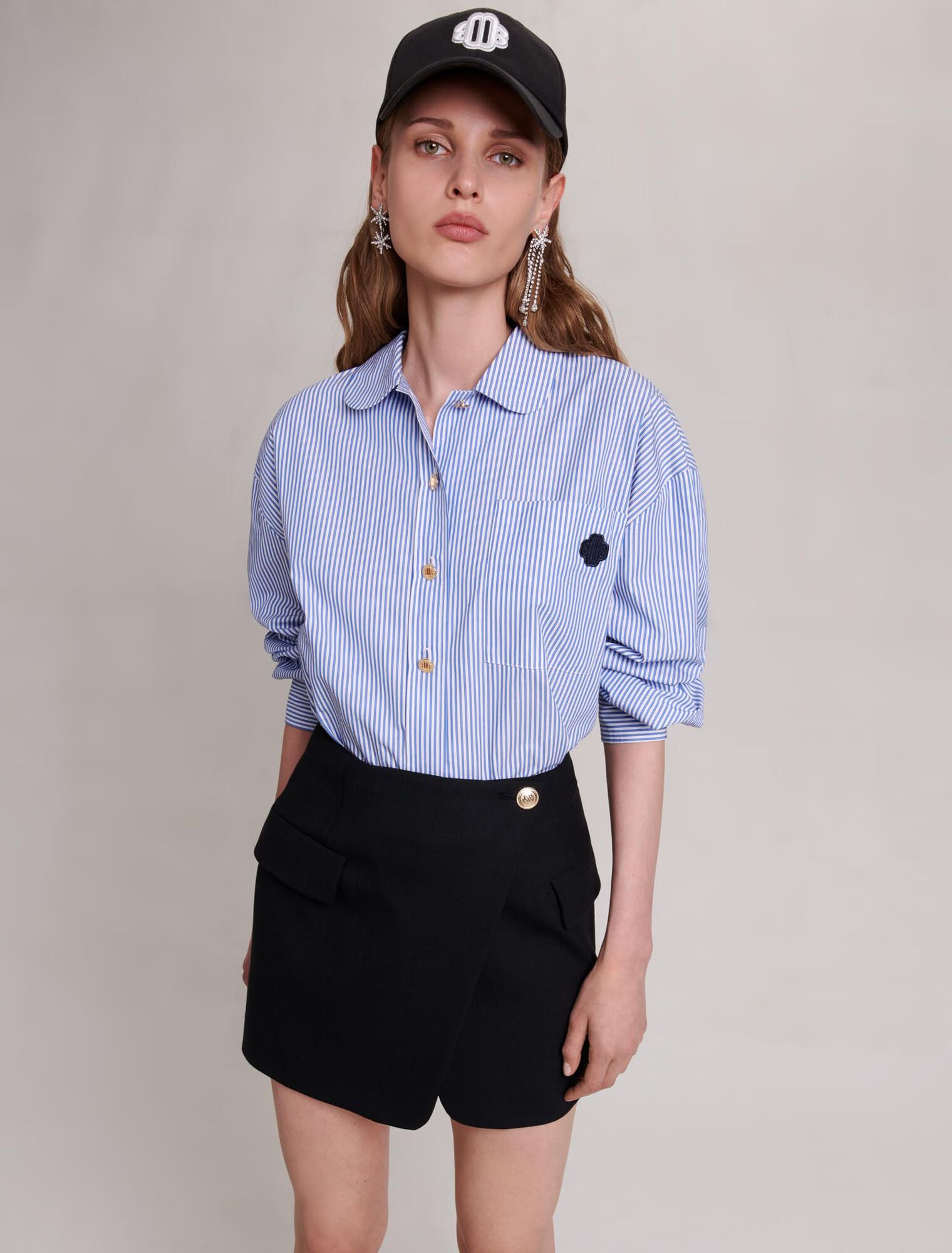 Asymmetric wrap skirt