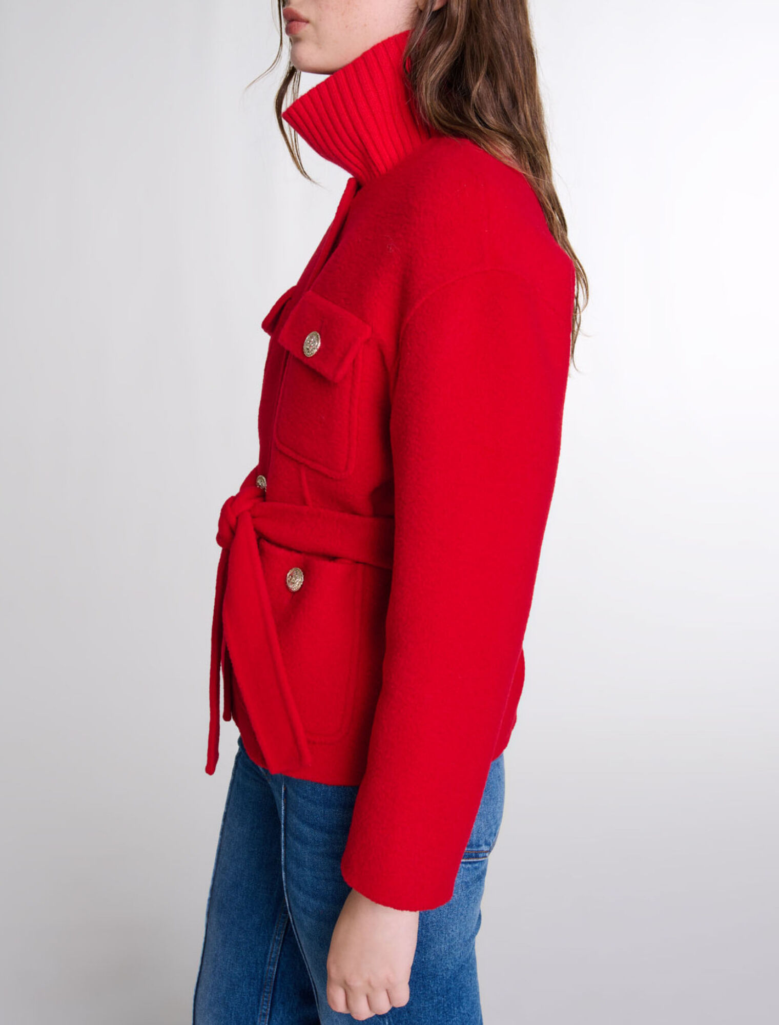 Belted double-faced jacket