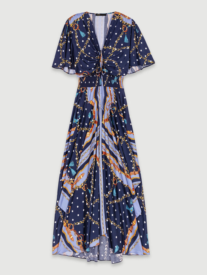 Satin-look patterned maxi dress 