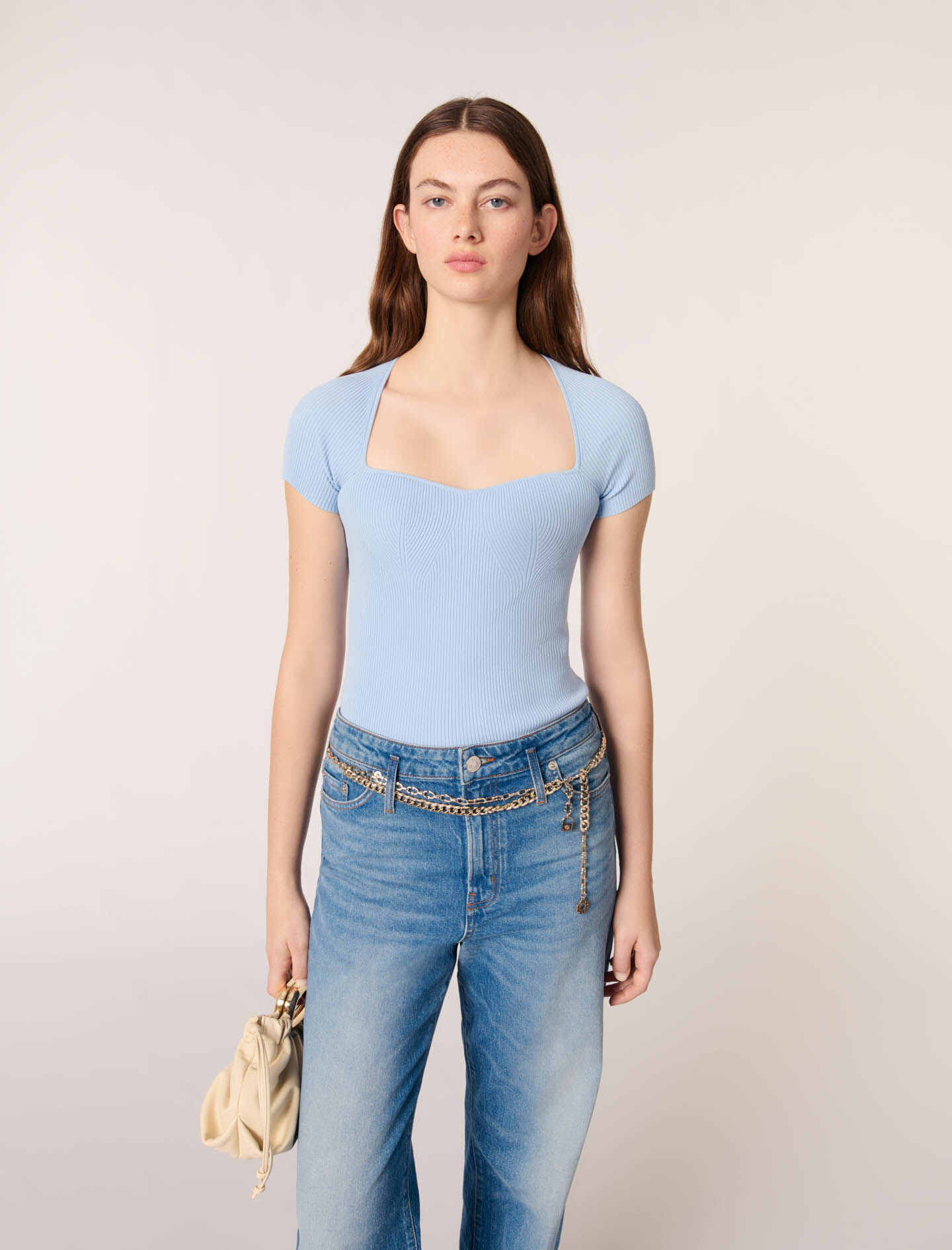 Rib knit top Blue For Women | Maje