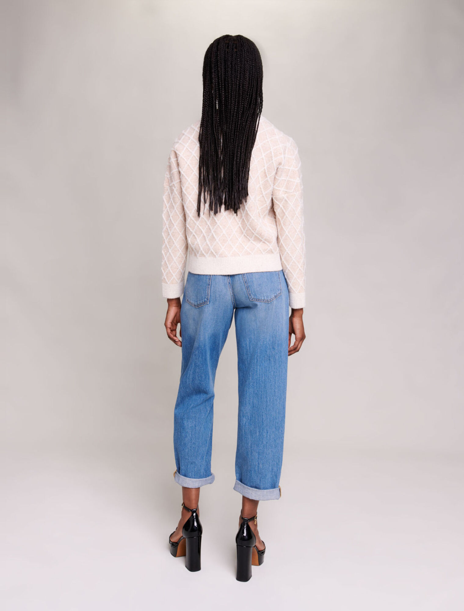 Cardigan en maille &agrave; carreaux