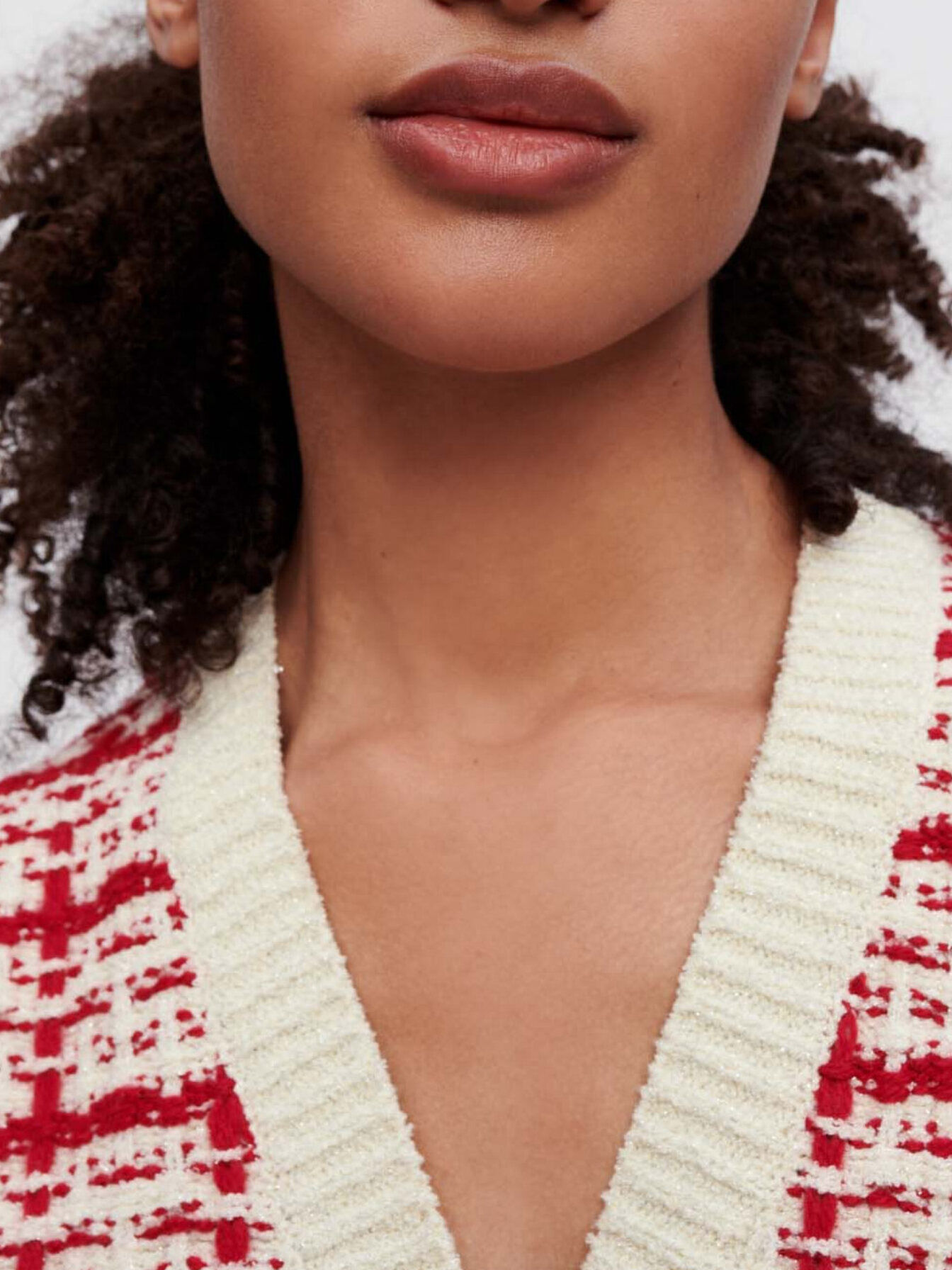 Two-tone tweed-effect knit cardigan