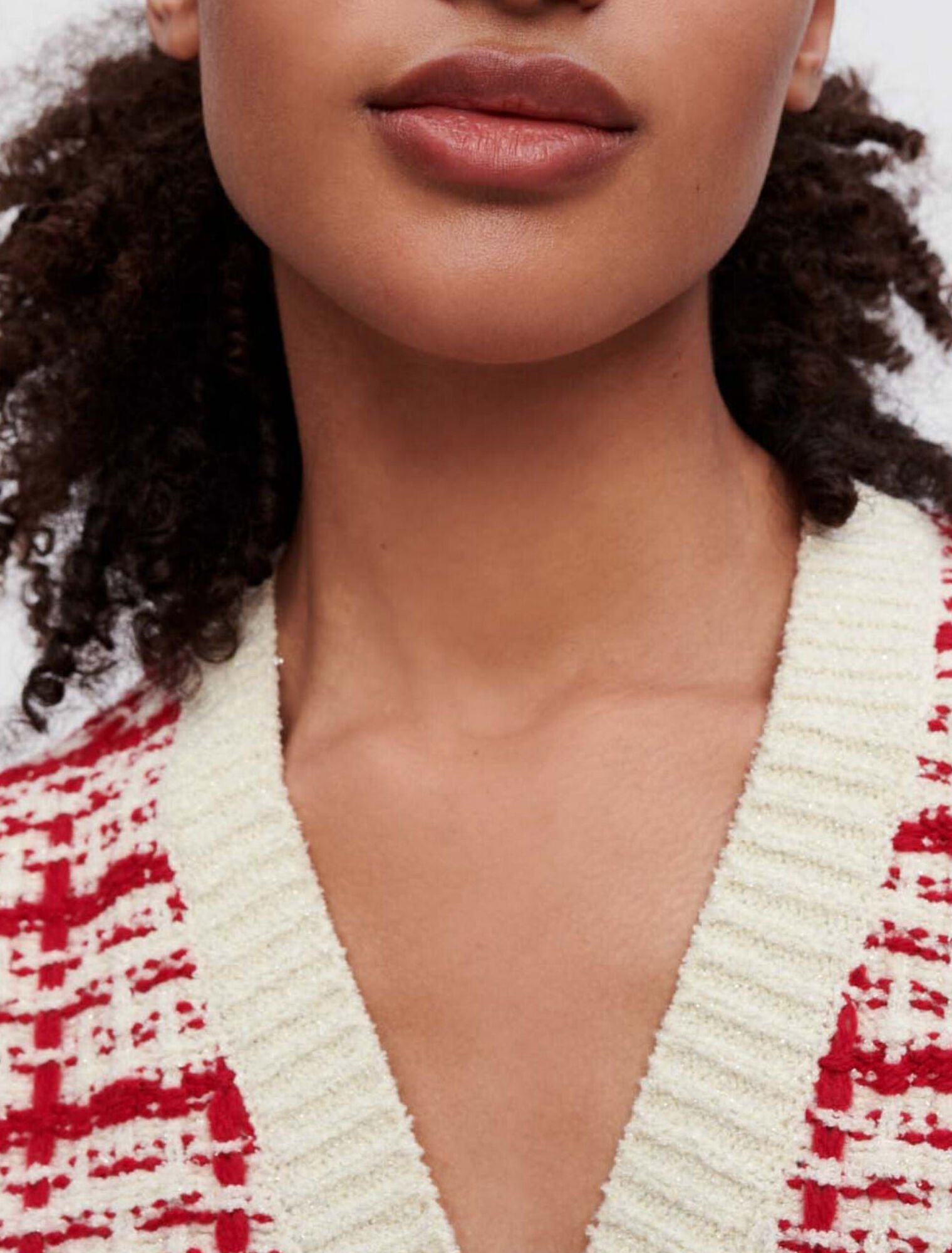 Two-tone tweed-effect knit cardigan