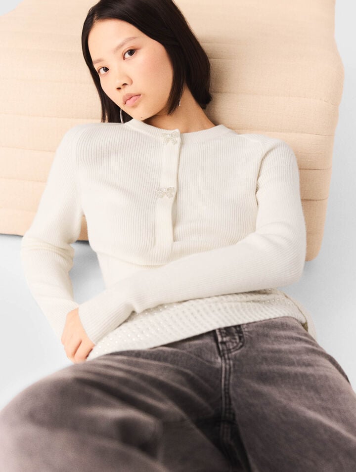 Bow jewellery button cardigan