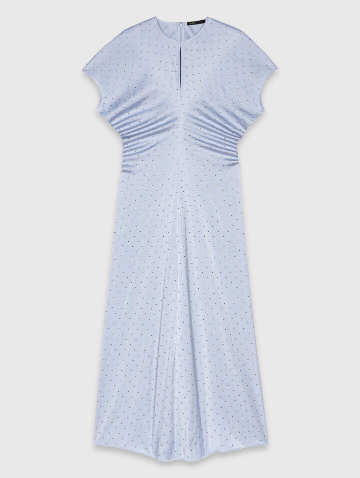 Robe maxi en satin, taille plissée