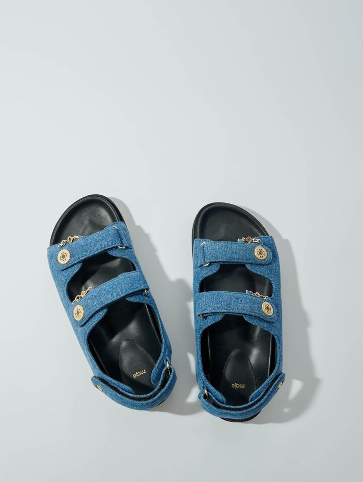 Flat denim sandals