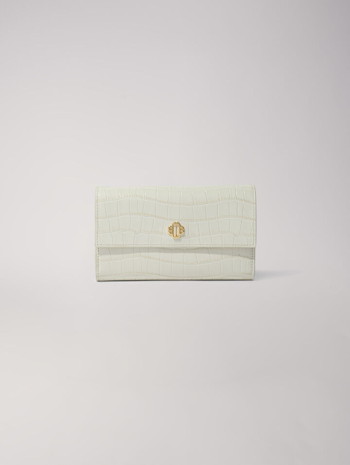 Croc-effect embossed leather bag