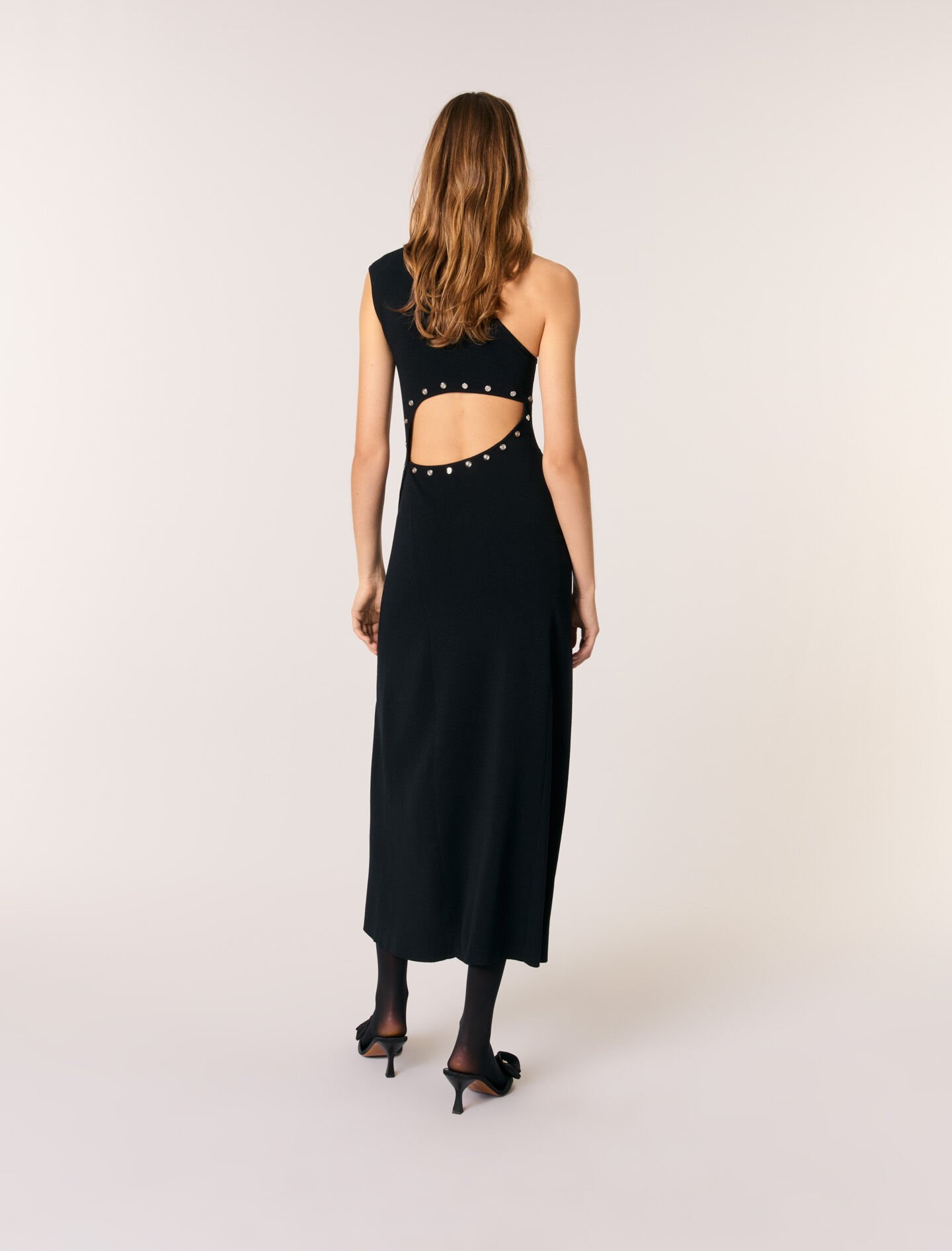 Asymmetric knit maxi dress Black / Gray For Women | Maje