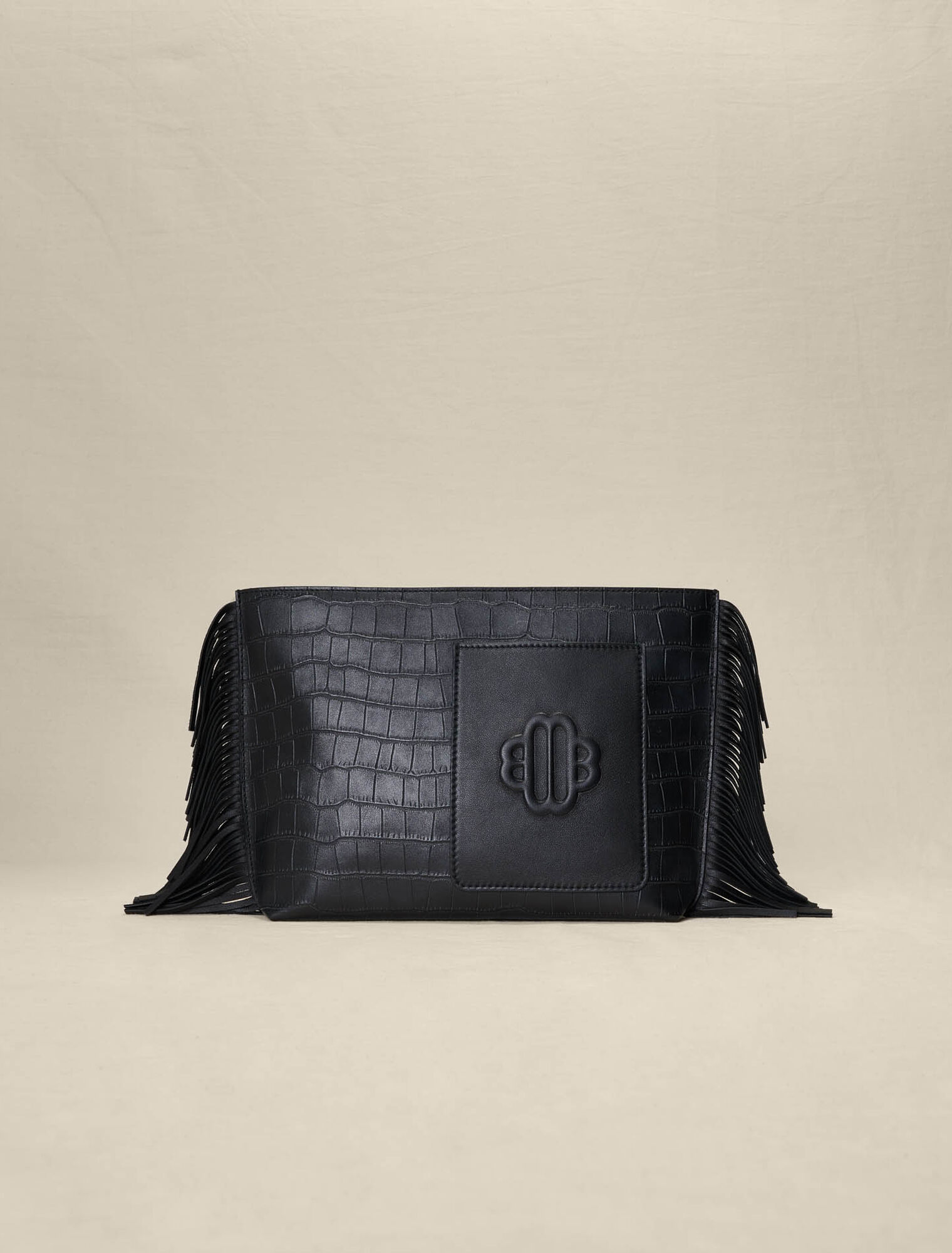 Embossed leather clutch bag