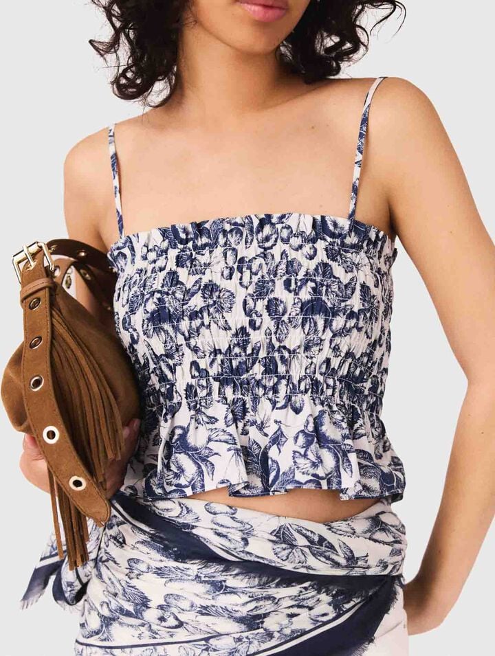 Patterned smocked top