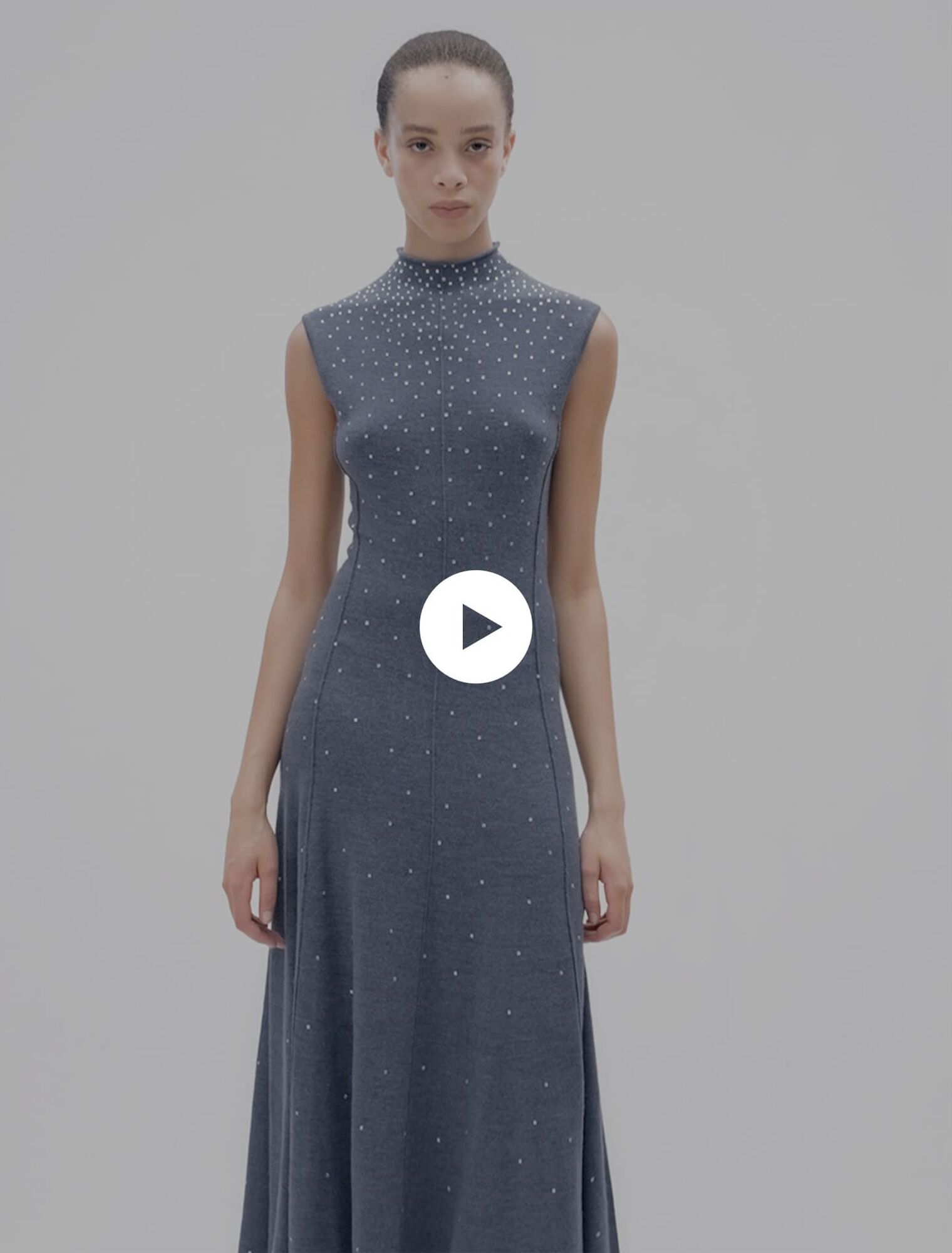 Knit maxi dress with rhinestones