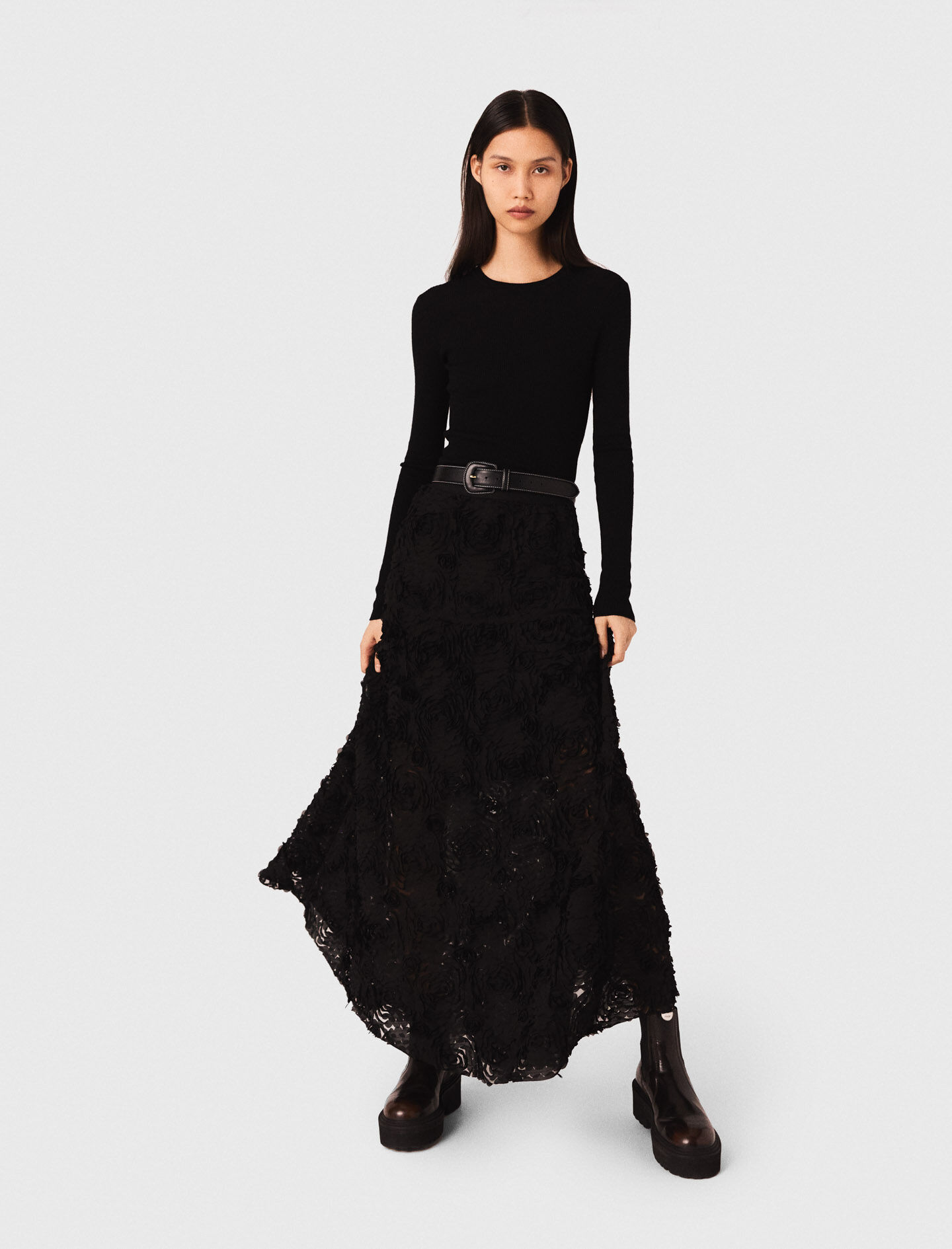 ワンピース BLUMARINE Women Mid Skirts 2A417A N0990 NERO Black Blumarine: Black Ruffled Miniskirt | SSENSE