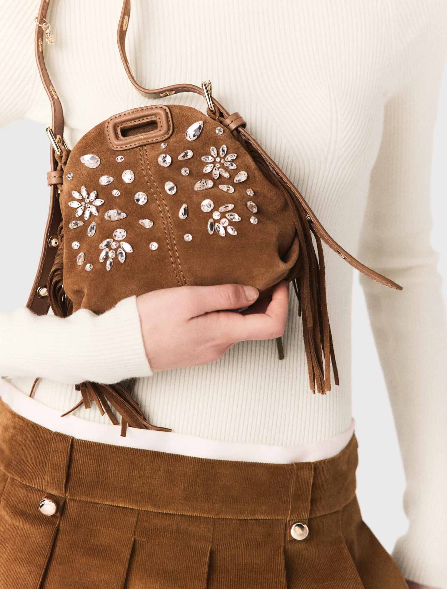 Pleated corduroy mini skirt