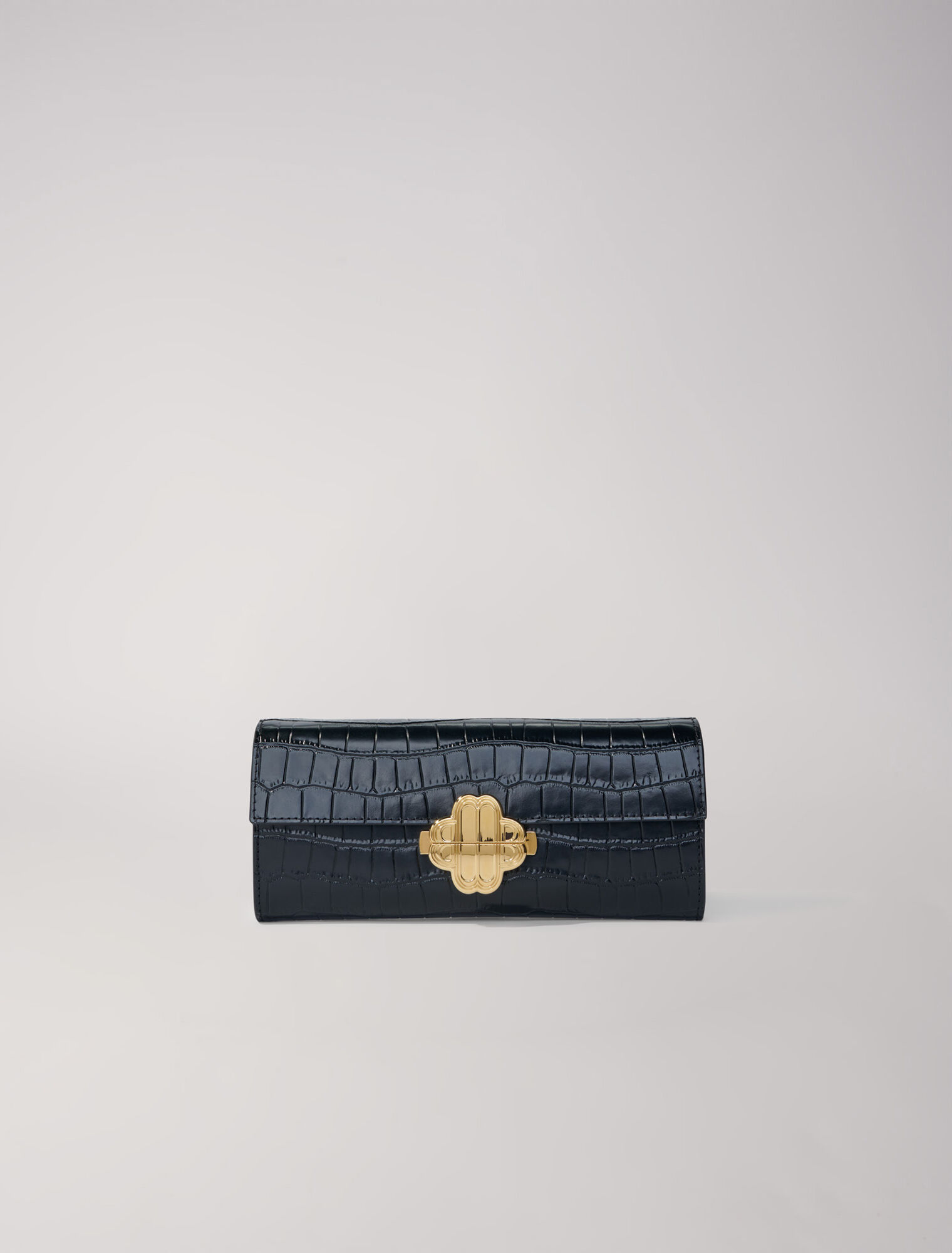 Croc-effect embossed leather bag