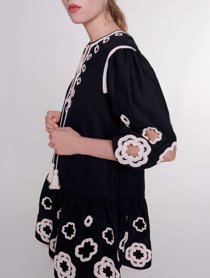 Short embroidered tunic dress