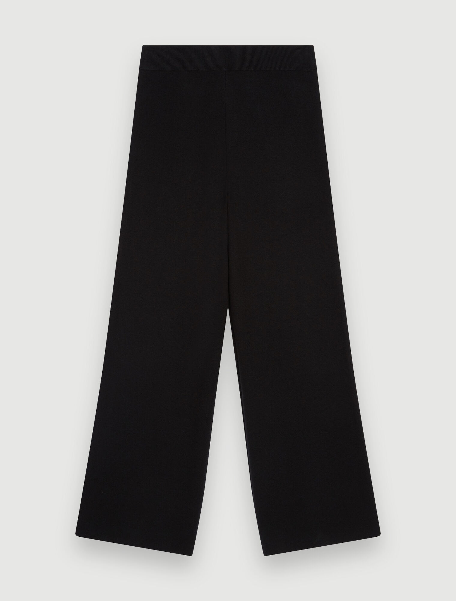 Black wide-leg knitted pants