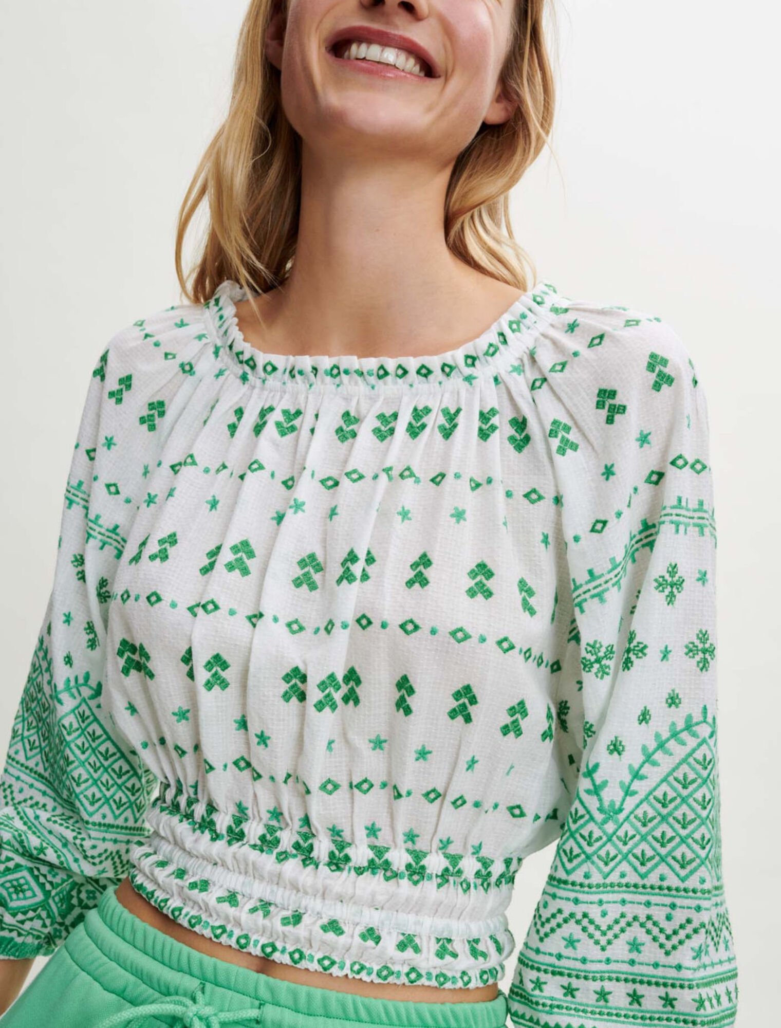 Fully embroidered cotton top