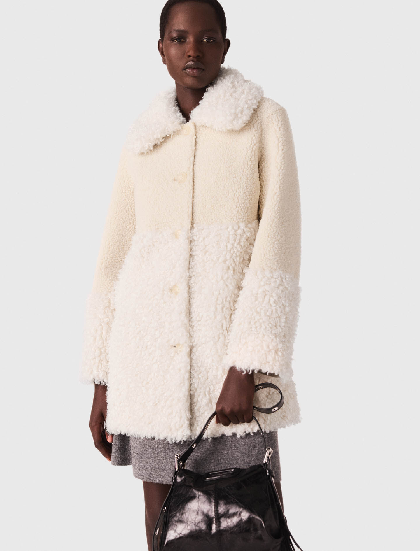 Long faux fur coat White For Women | Maje