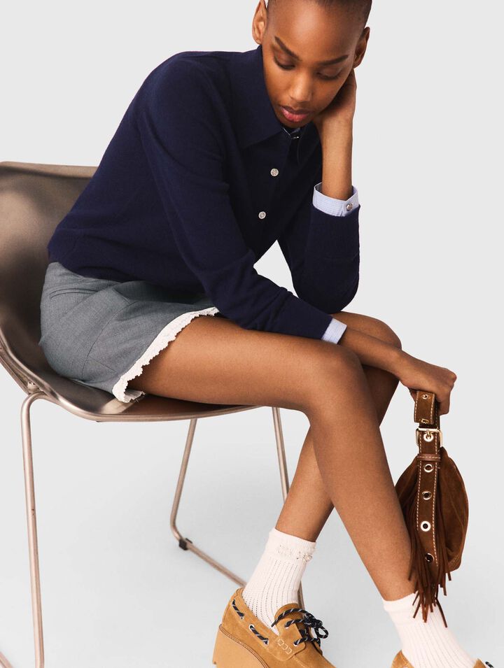 A-line poplin skirt with band