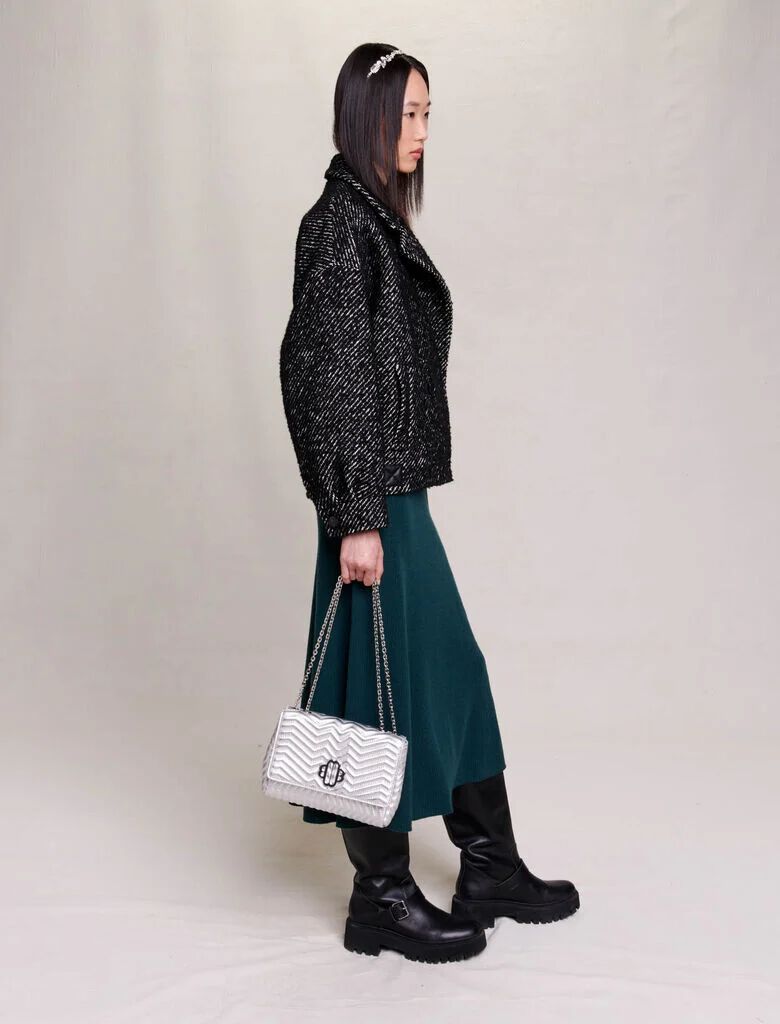 Leather chain bag Black / Gray For Women | Maje Leather chain bag Black / Gray For Women | Maje