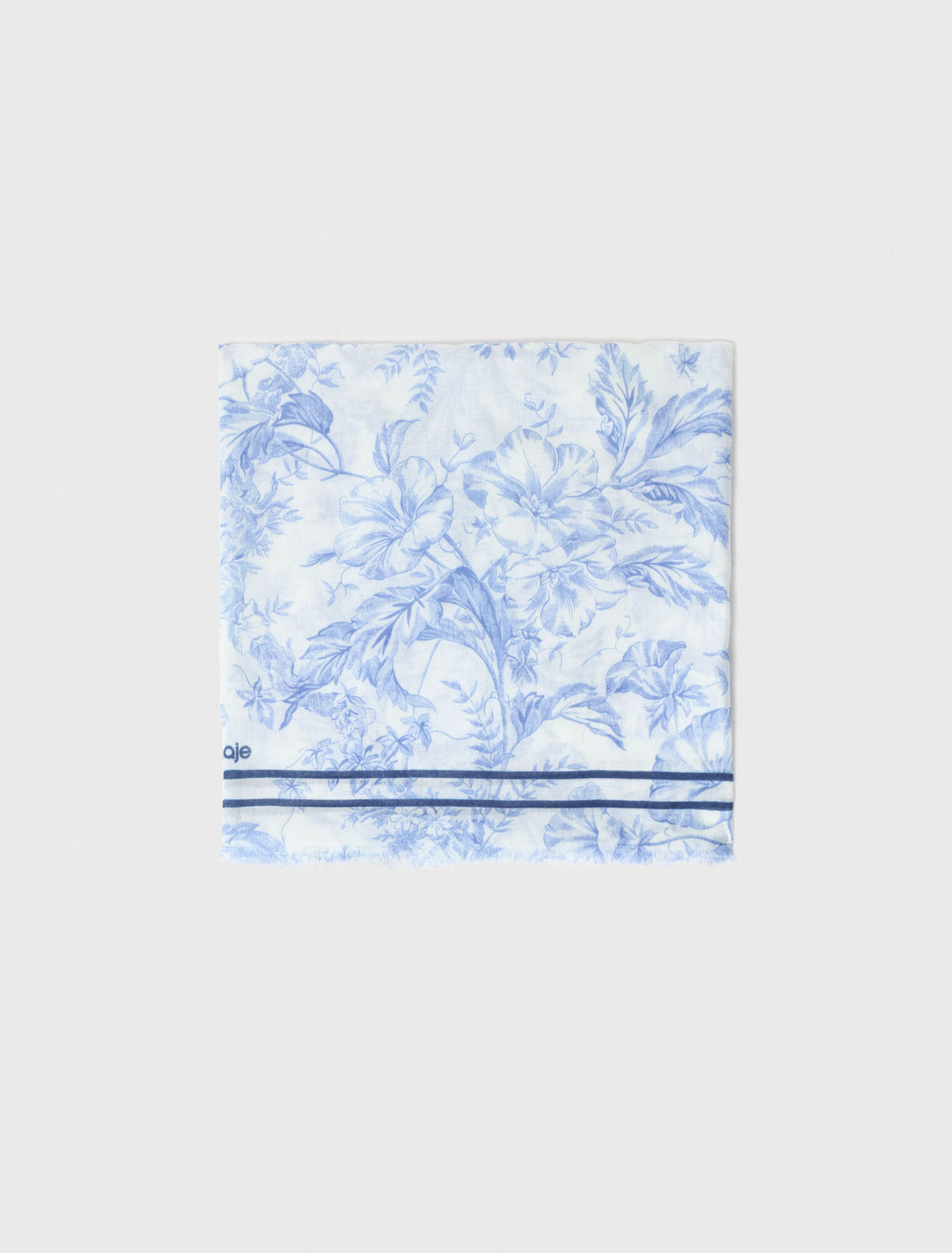 Floral print wool blend shawl