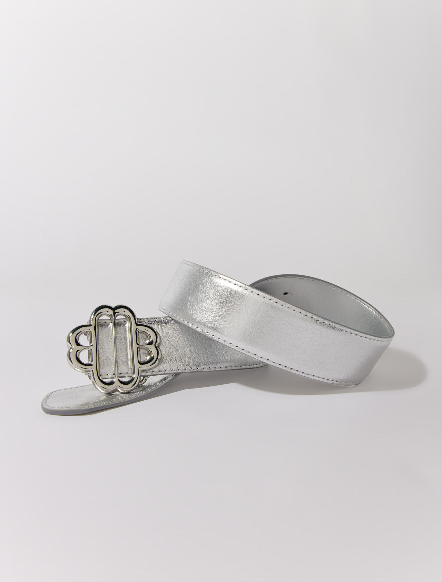 Clover belt in metallic leather