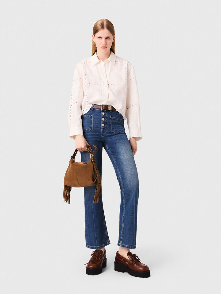 Cropped embroidered shirt