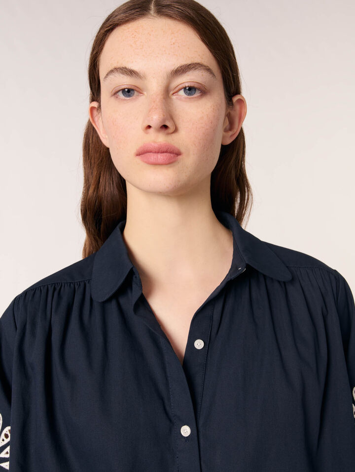 Cropped blouse with crochet detail