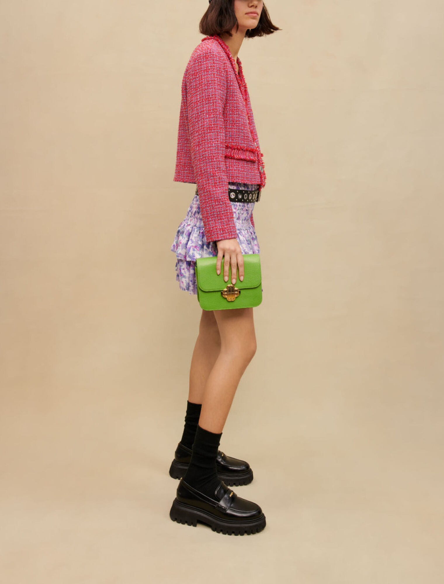 Smocked skirt with floral print