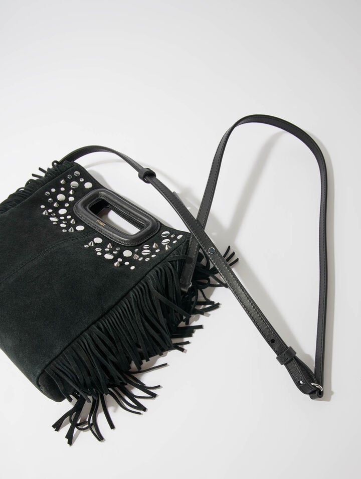 Fringed leather M bag