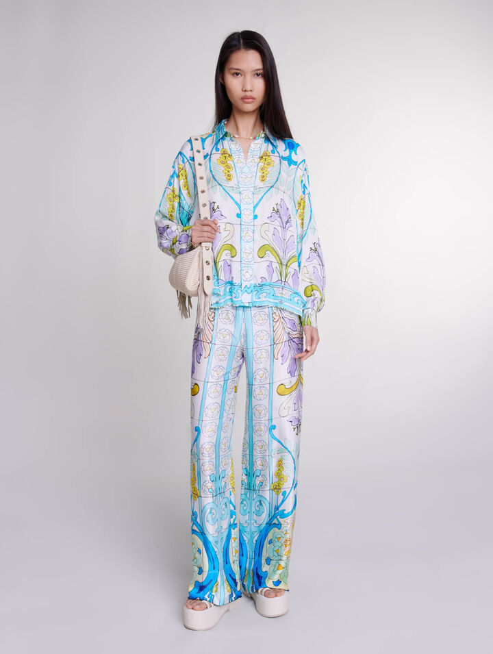 마쥬 Maje Satin-effect patterned shirt,Print Mozaic