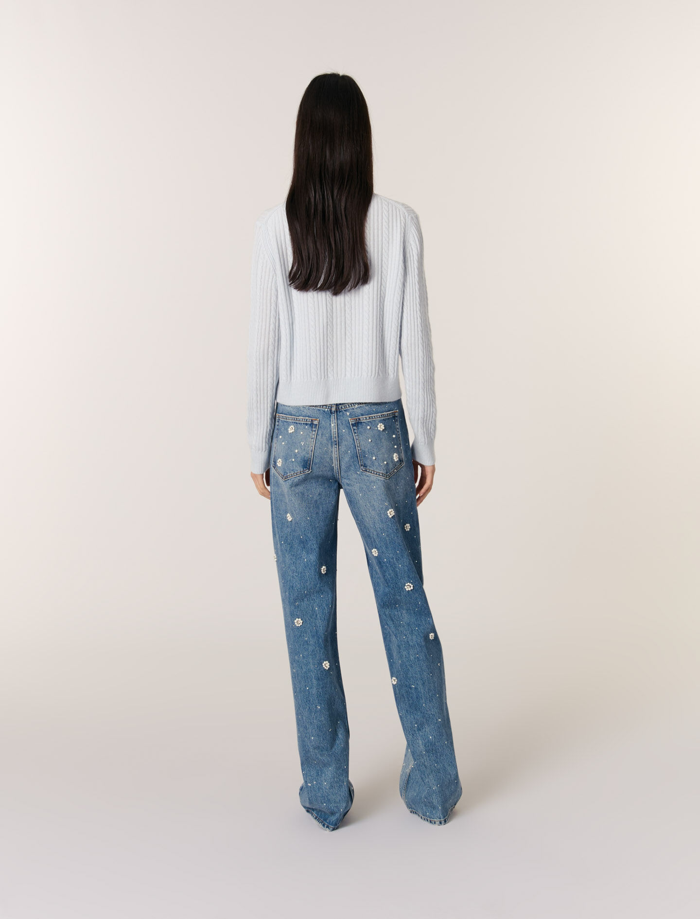 Cardigan with removable collar Blue For Women | Maje