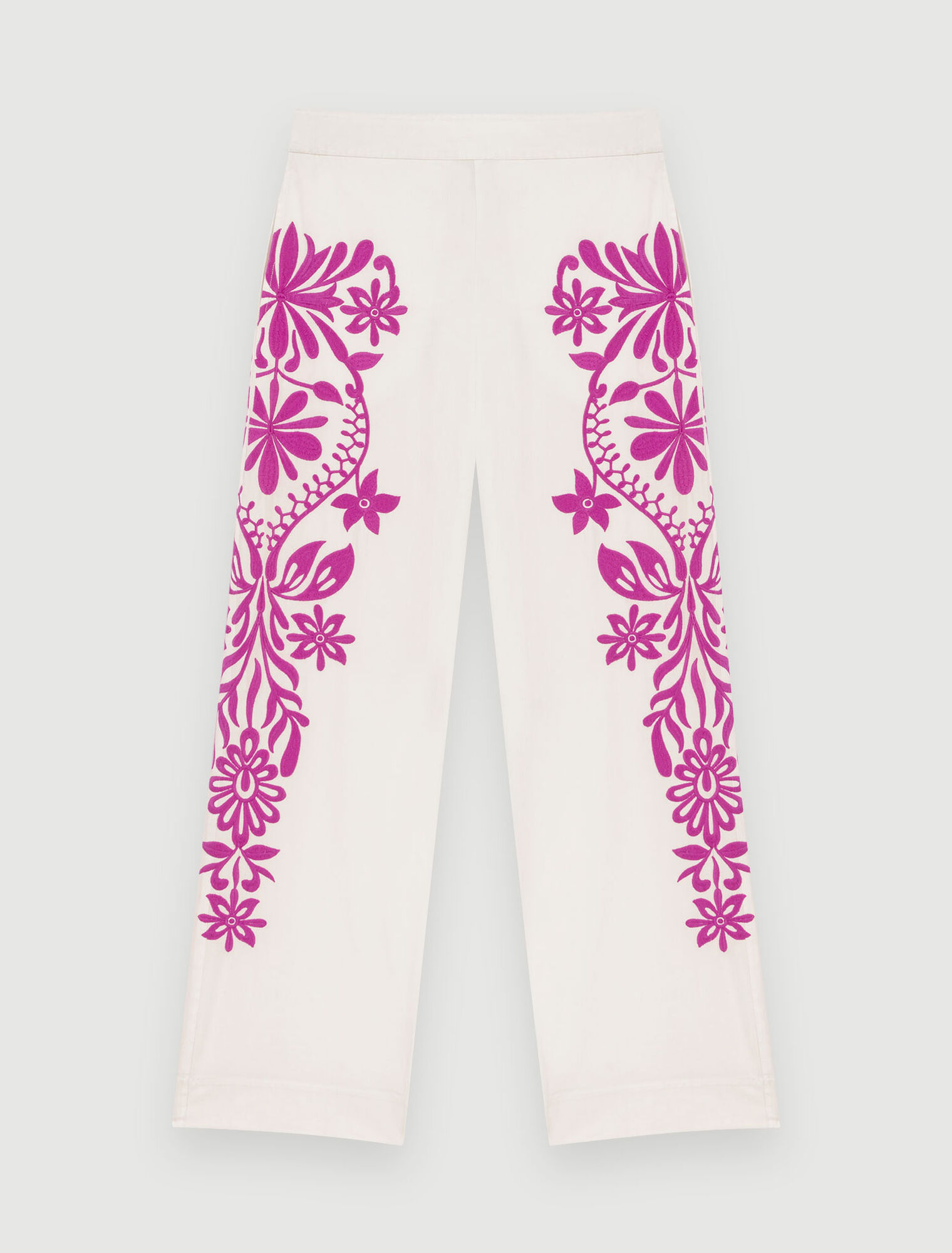 Embroidered wide-leg trousers