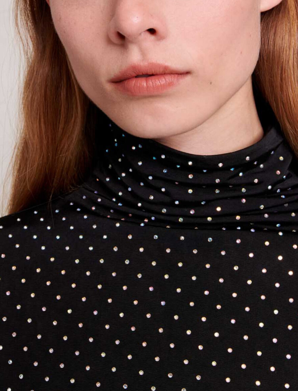 Rhinestone top Black / Gray For Women | Maje