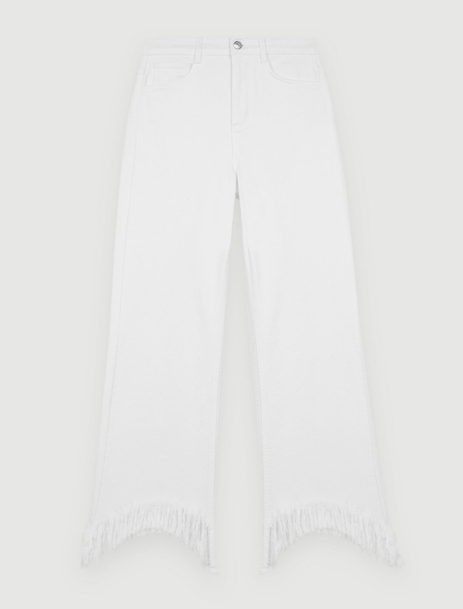 Straight-leg jeans, ripped at bottom