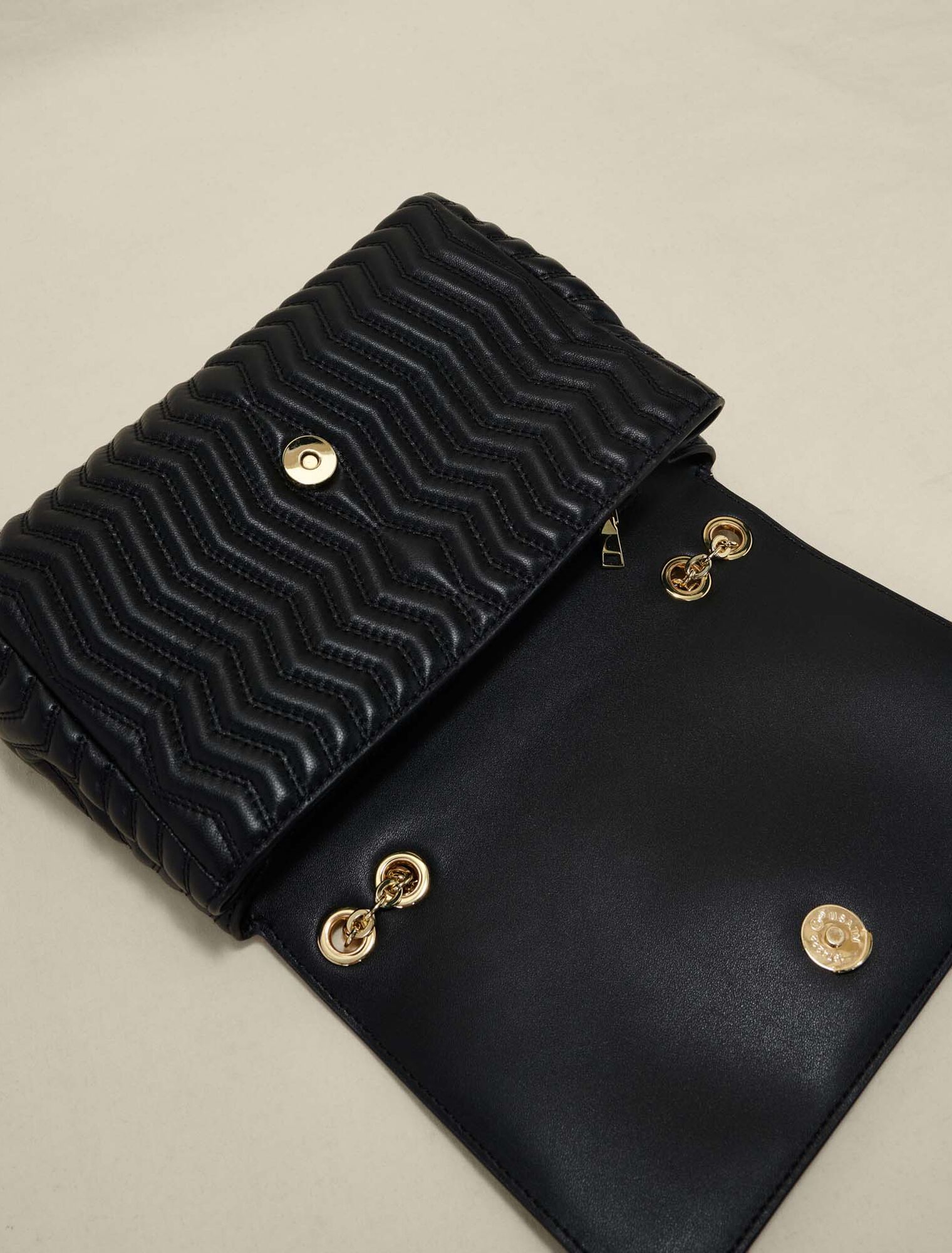 Leather bag with chain strap