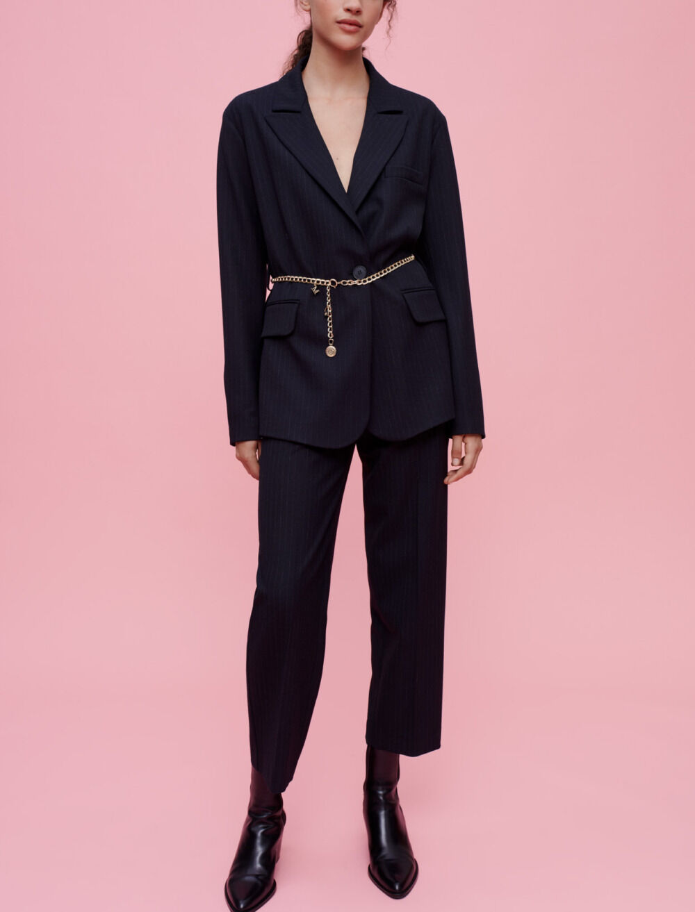 Tennis stripe suit jacket Black / Gray For Women | Maje